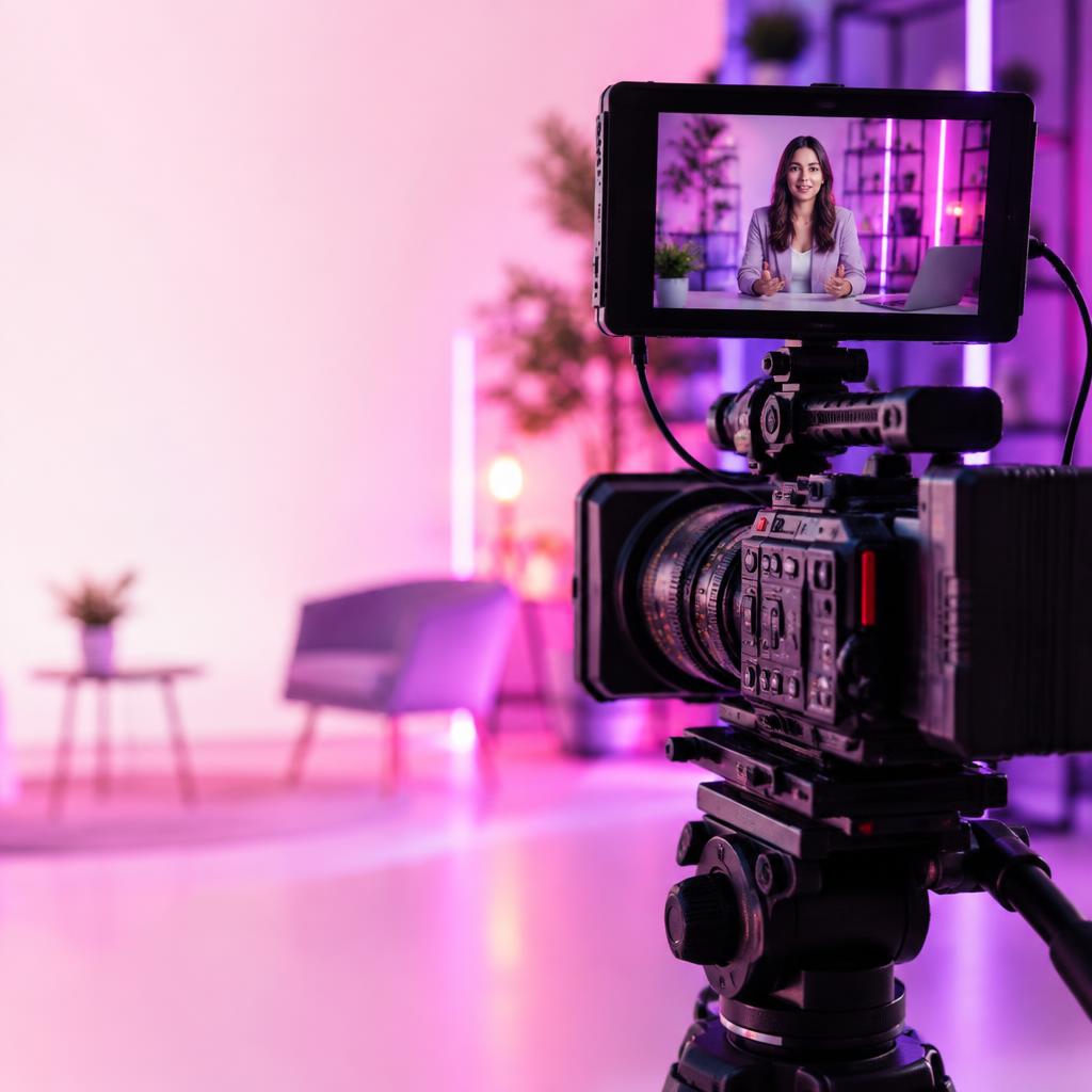 Content creator recording in a professional studio